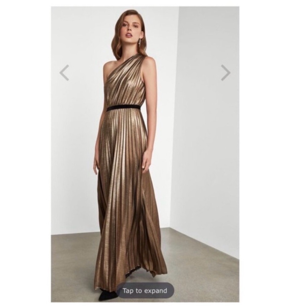 BCBG Paris Gold One-Shoulder Dress
